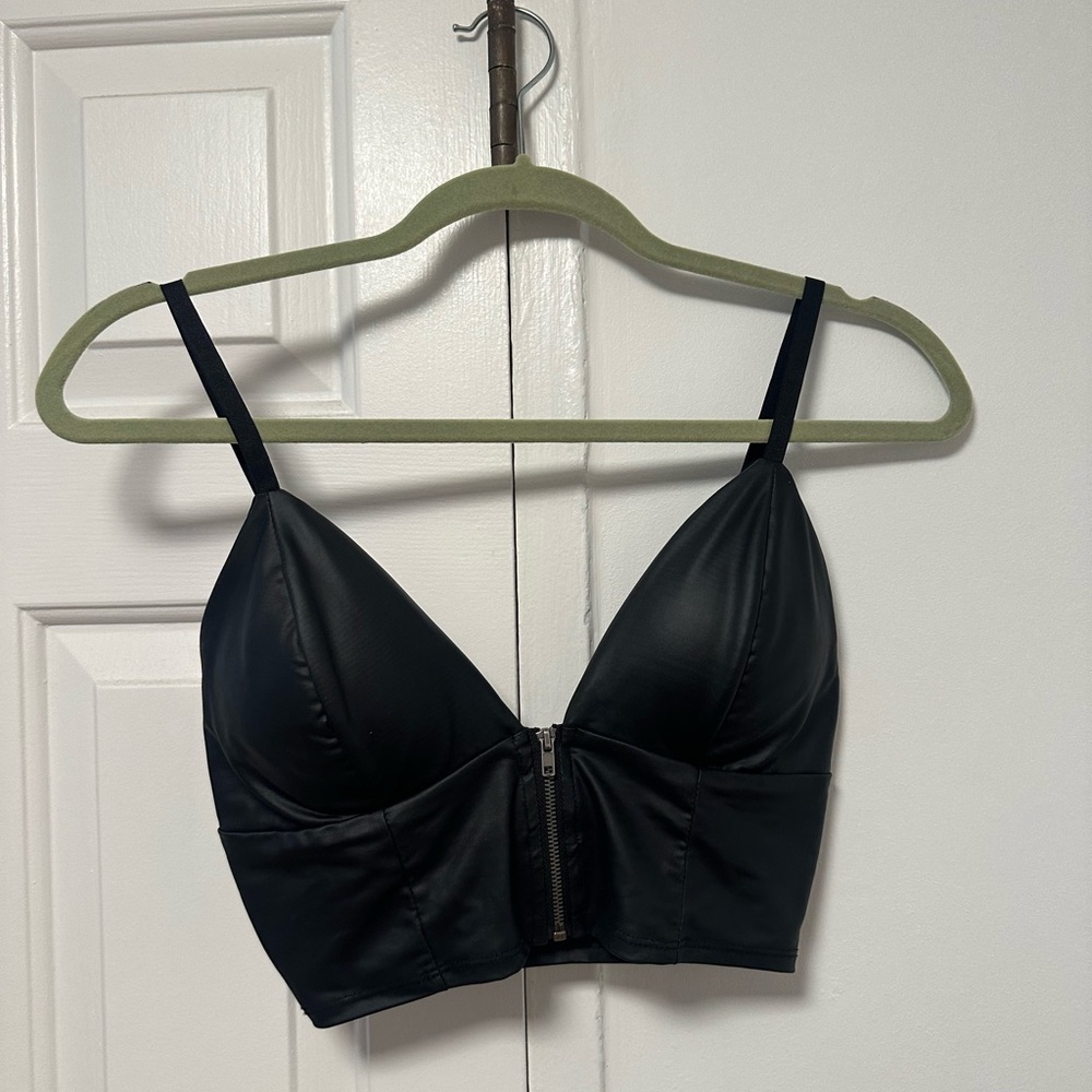 Black Zipper Front Bralette